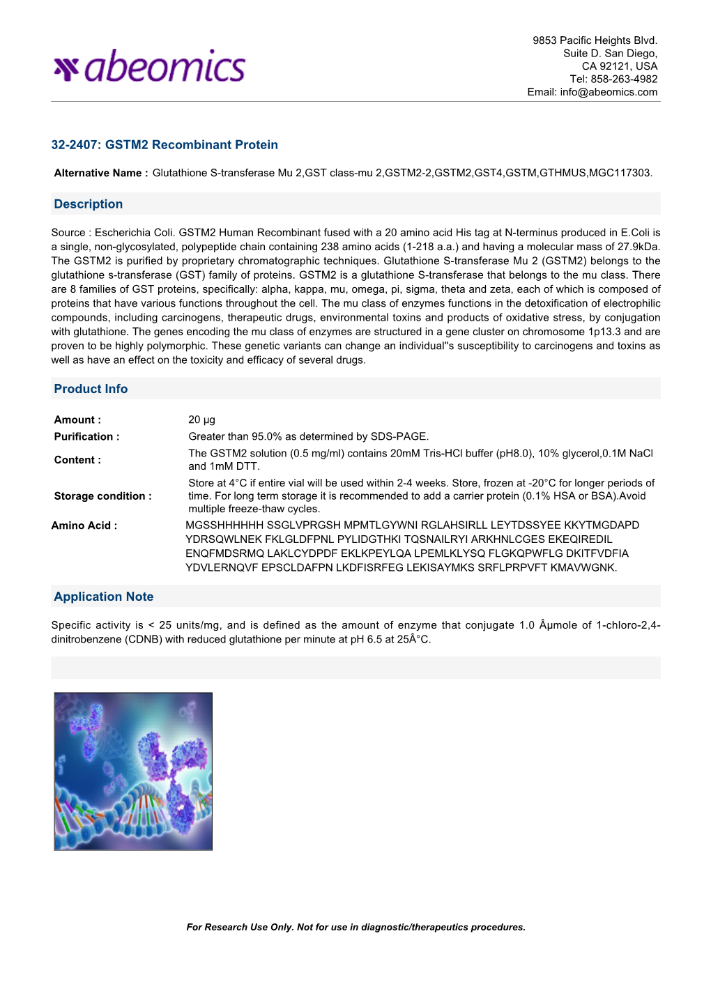 32-2407: GSTM2 Recombinant Protein Description Product Info