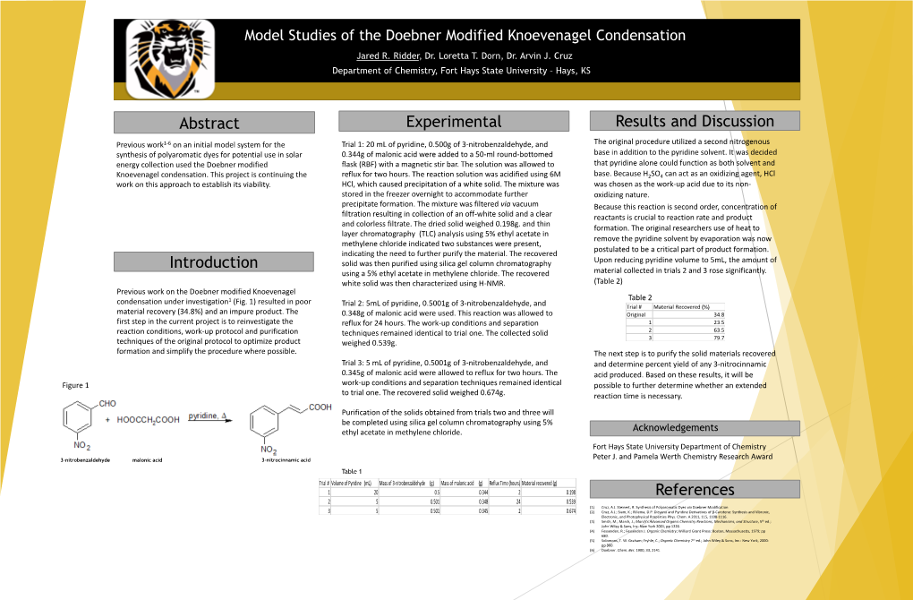 Model Studies of the Doebner Modified Knoevenagel Condensation Jared R