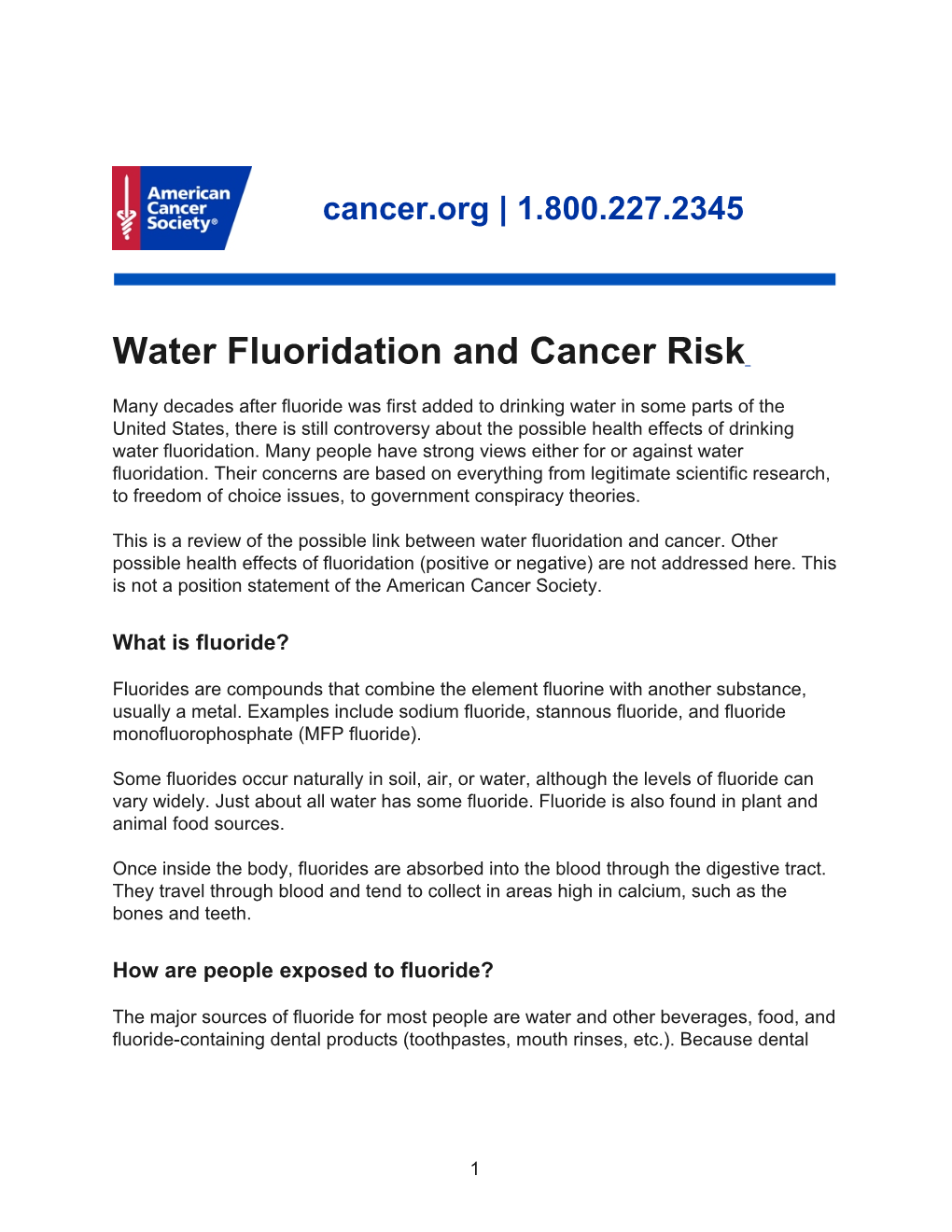 Water Fluoridation and Cancer Risk