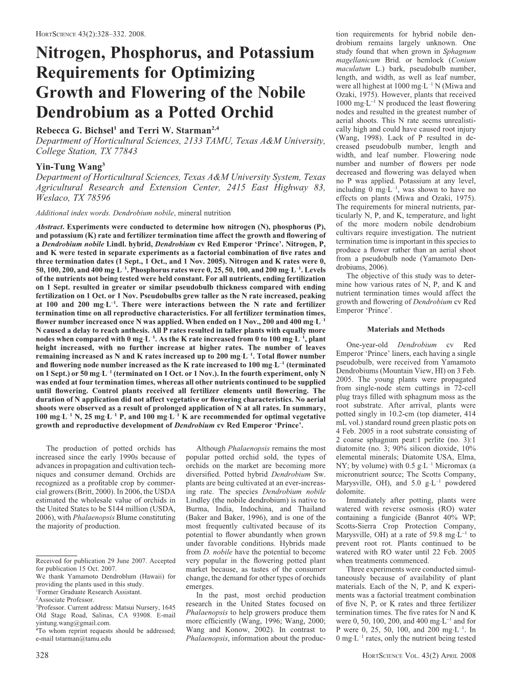 Nitrogen, Phosphorus, and Potassium Requirements for Optimizing