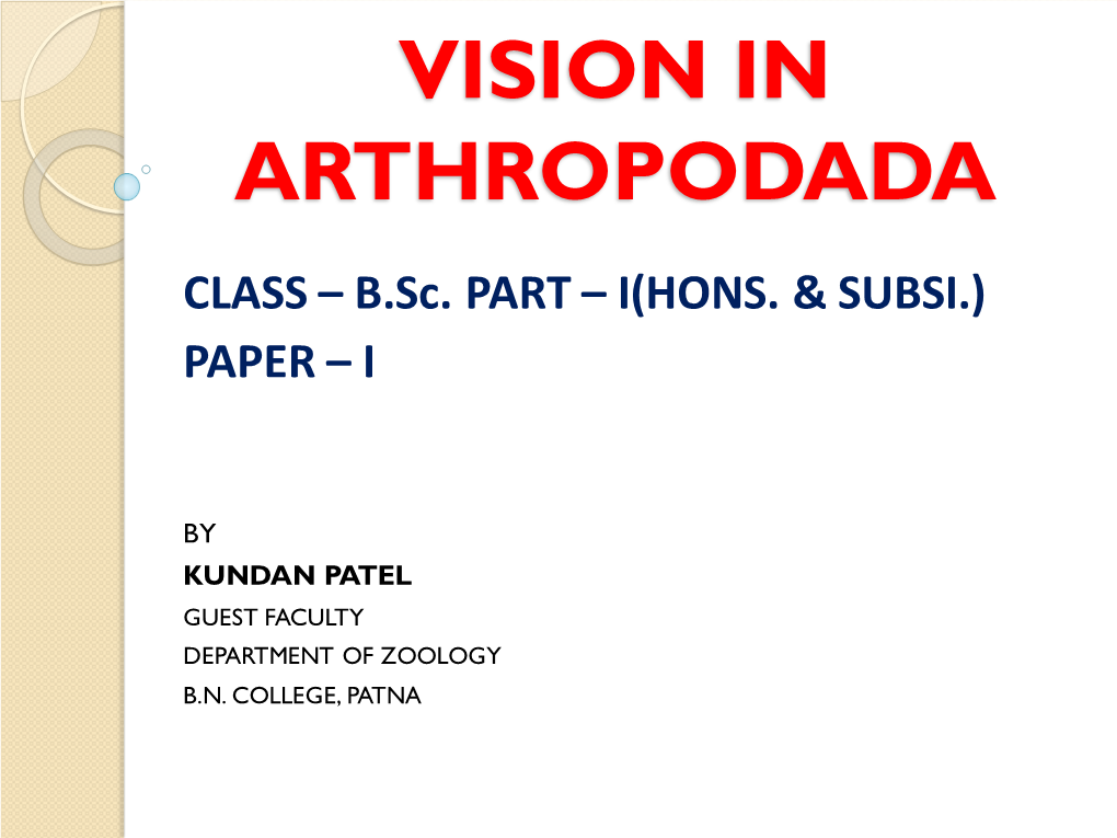 Vision in Arthropodada