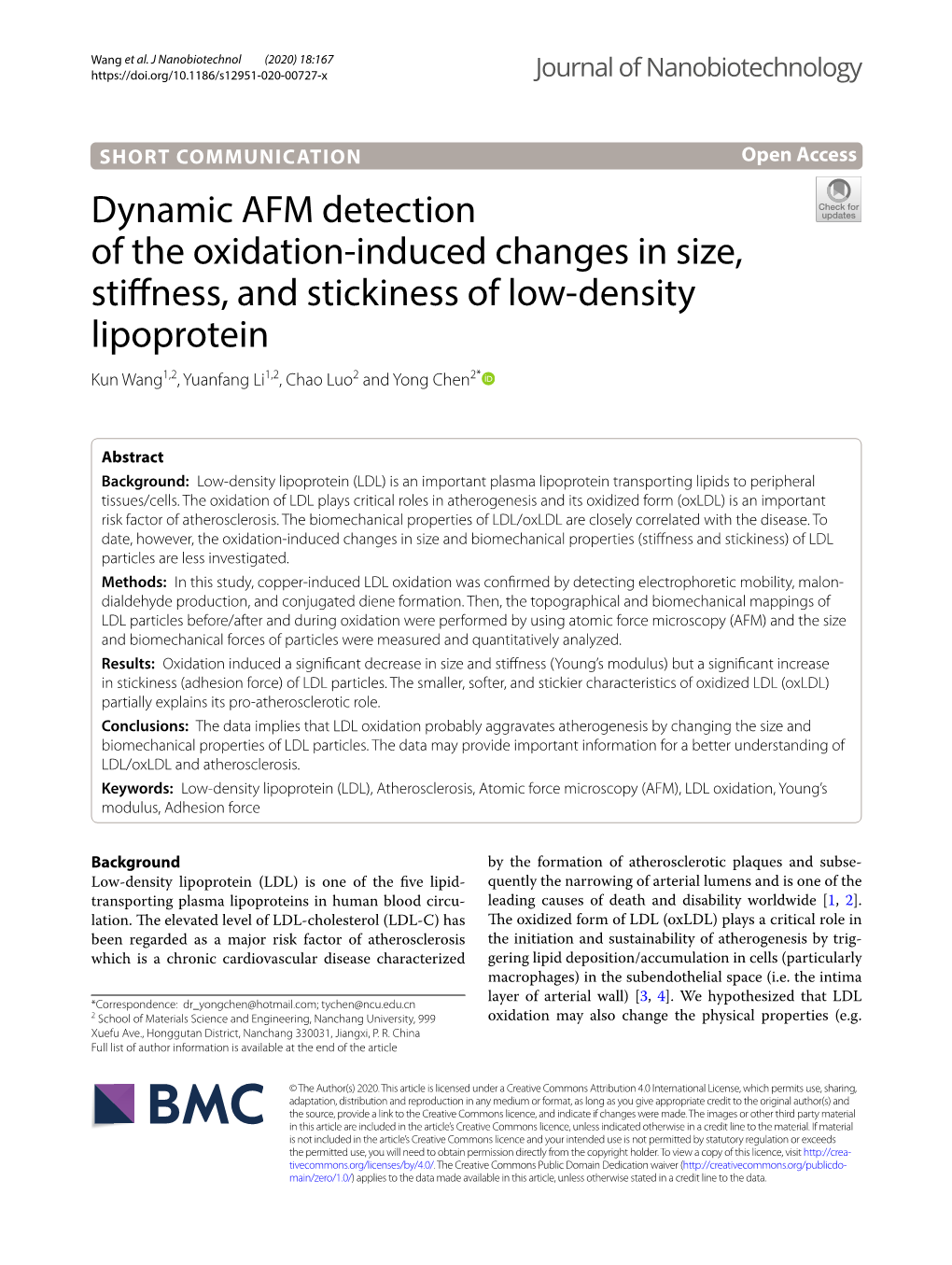 Dynamic AFM Detection of the Oxidation-Induced Changes in Size