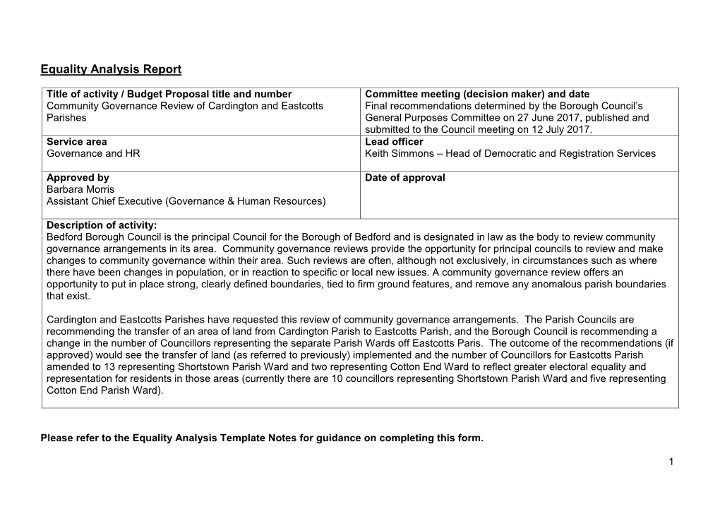 Community Governance Review of Cardington and Eastcotts