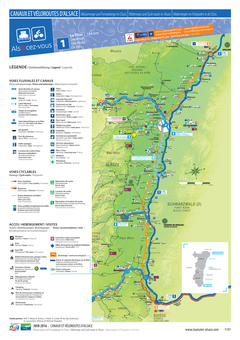 Le Rhin CANAUX ET VÉLOROUTES D'alsace Wasserwege Und