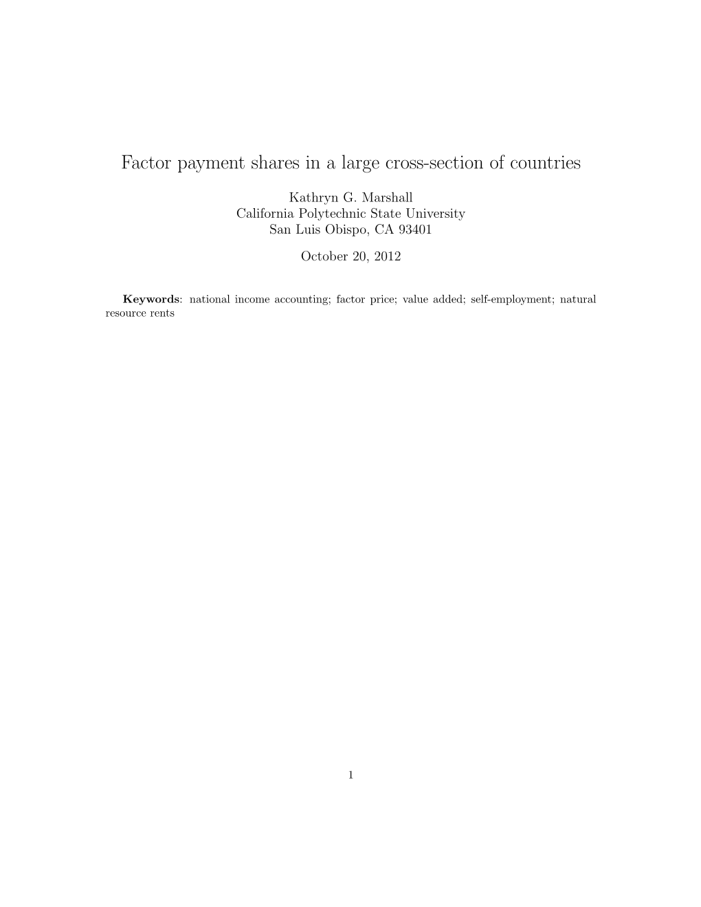 Factor Payment Shares in a Large Cross-Section of Countries