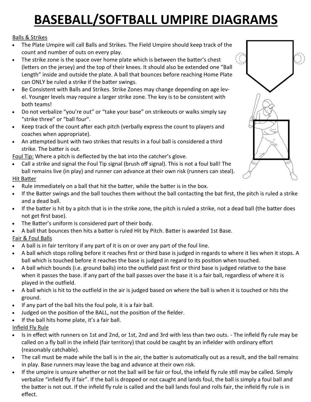 Baseball/Softball Umpire Diagrams