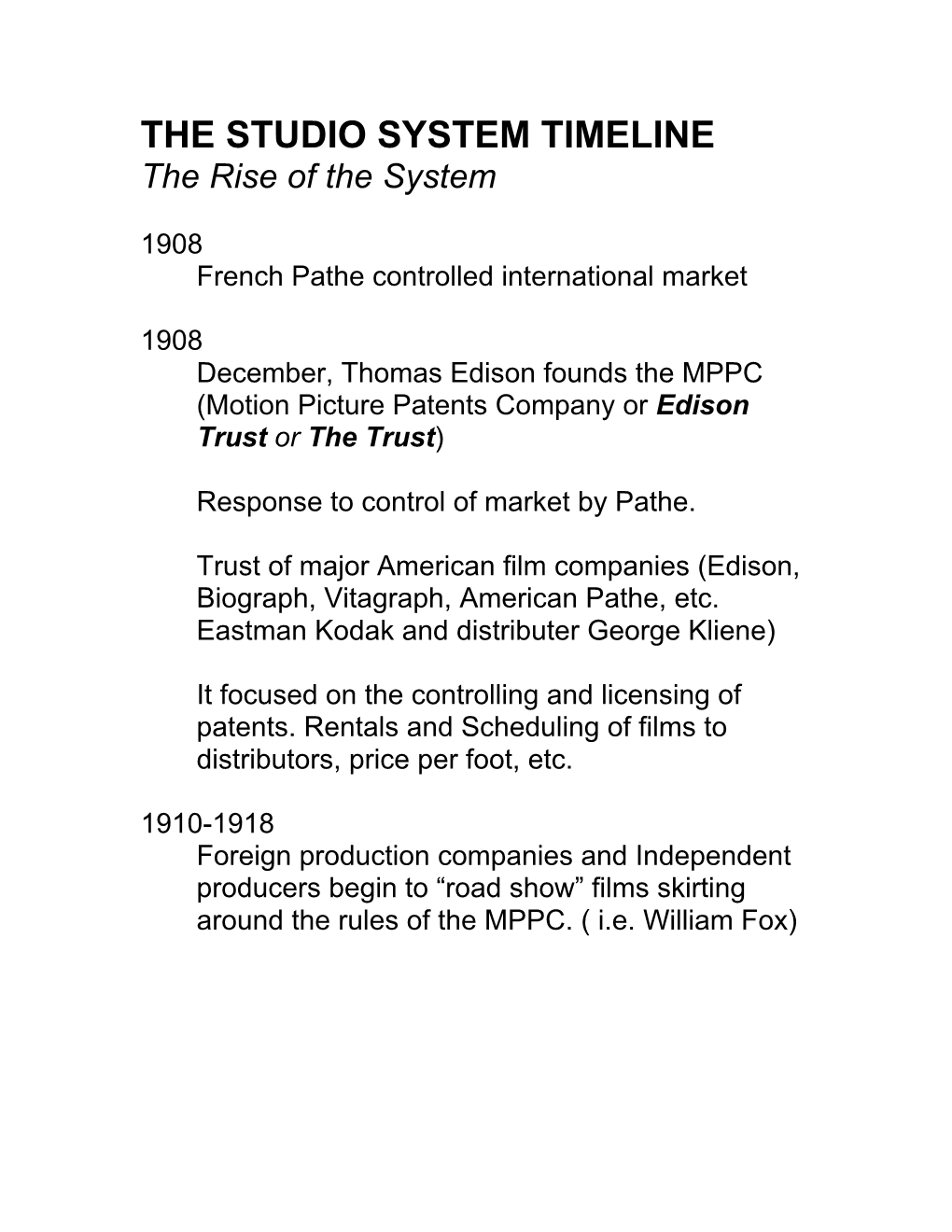 TIMELINE the Rise of the System