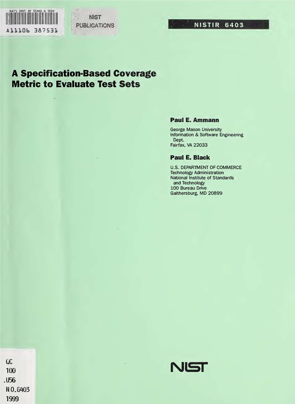 A Specification-Based Coverage Metric to Evaluate Test Sets