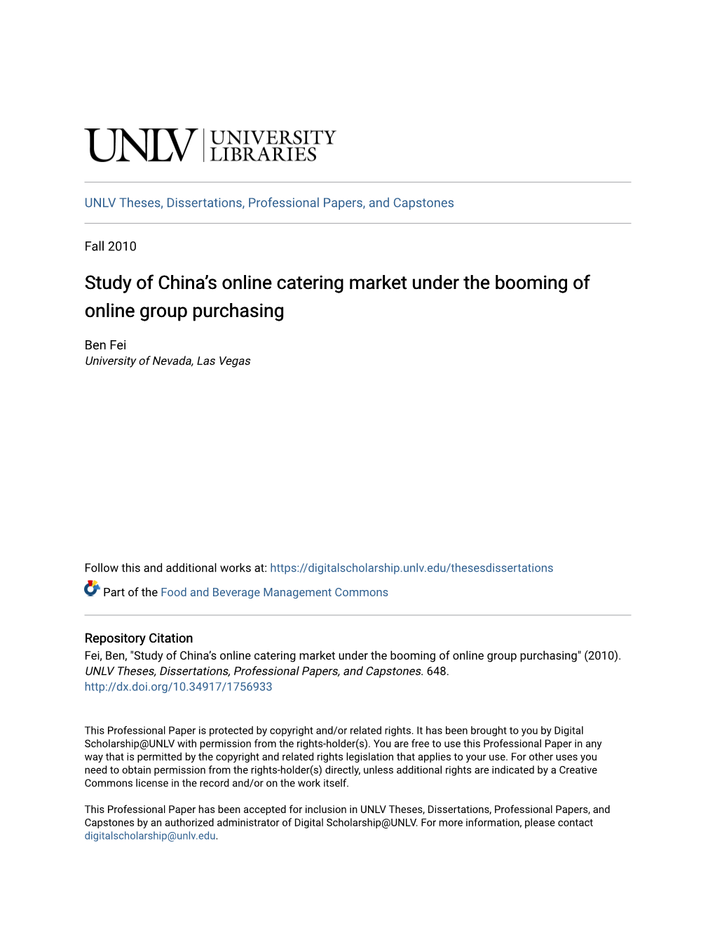 Study of Chinaâ•Žs Online Catering Market Under the Booming of Online