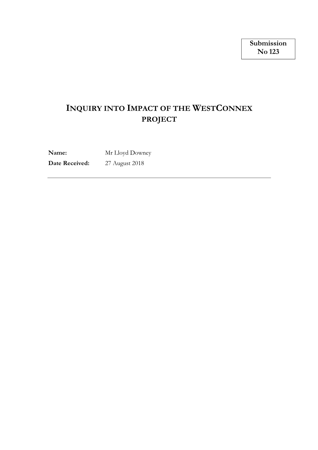 Inquiry Into Impact of the Westconnex Project