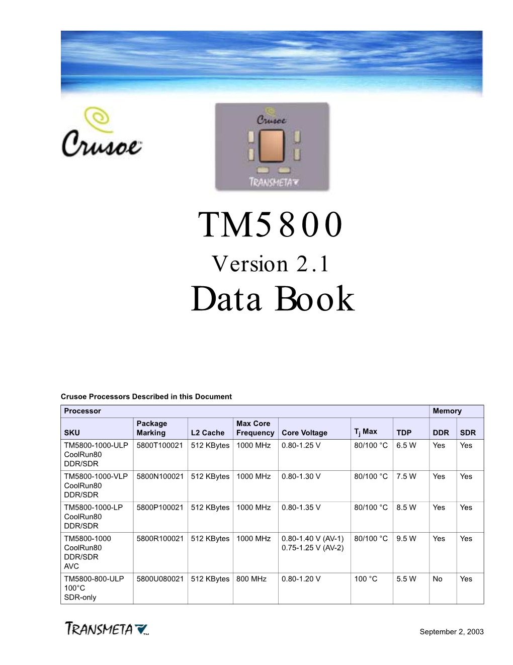 TM5800 Data Book