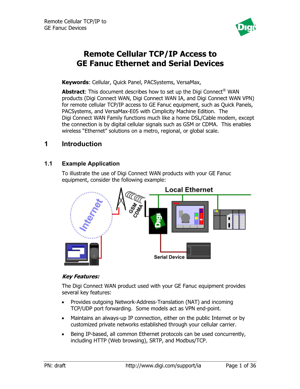 Remote Cellular TCP/IP Access to GE Fanuc Ethernet and Serial Devices