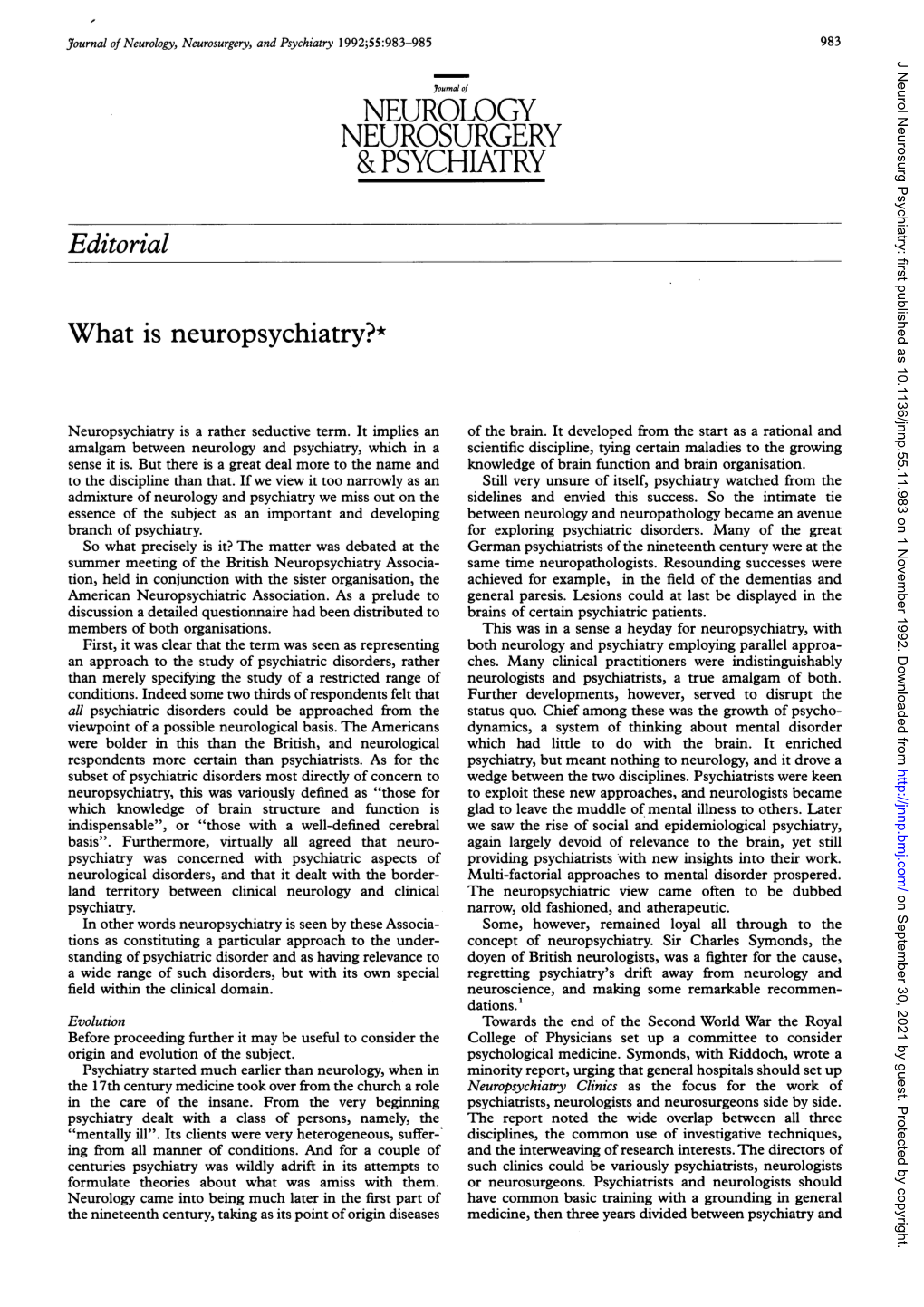 Neurology Neurosurgery & Psychiatry