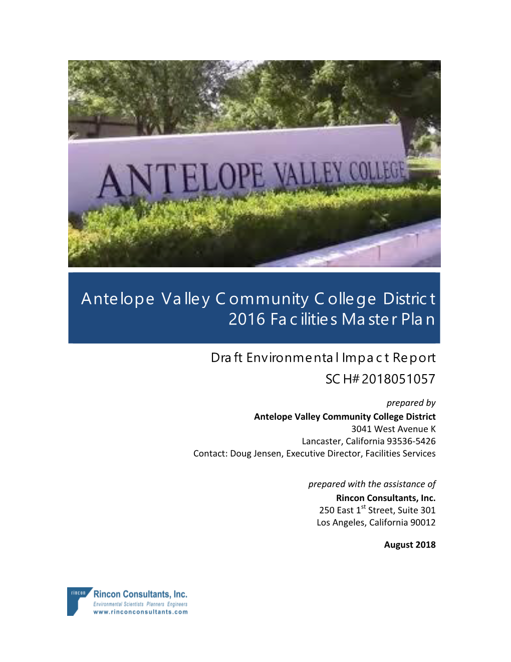 Antelope Valley Community College District 2016 Facilities Master Plan