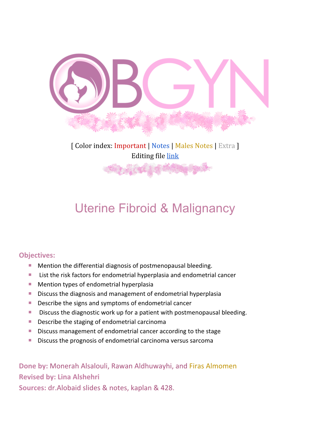 Uterine Fibroid & Malignancy
