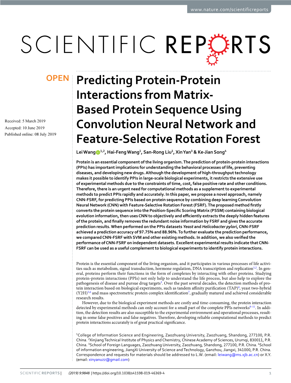 Predicting Protein-Protein Interactions from Matrix