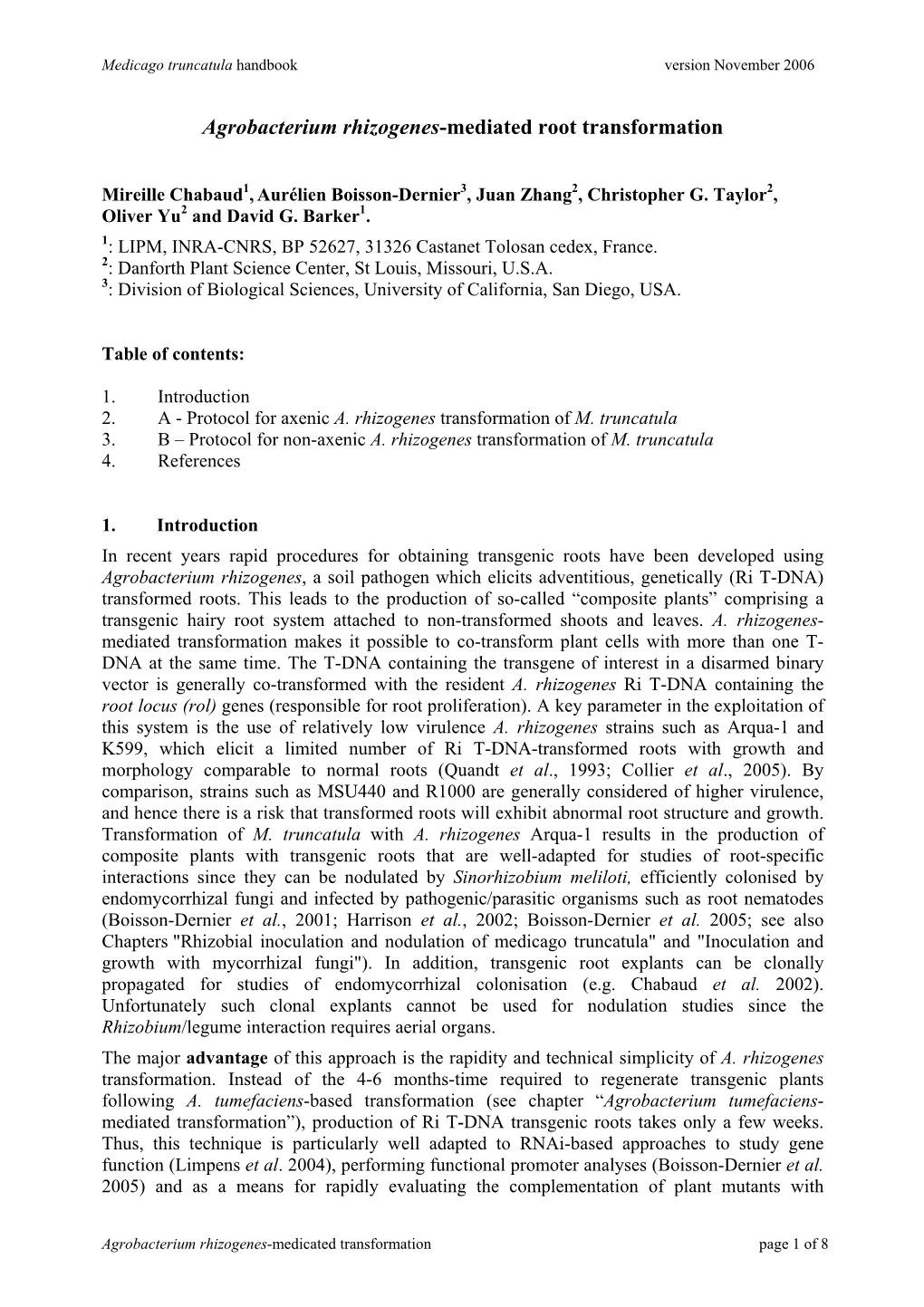 Agrobacterium Rhizogenes-Mediated Root Transformation