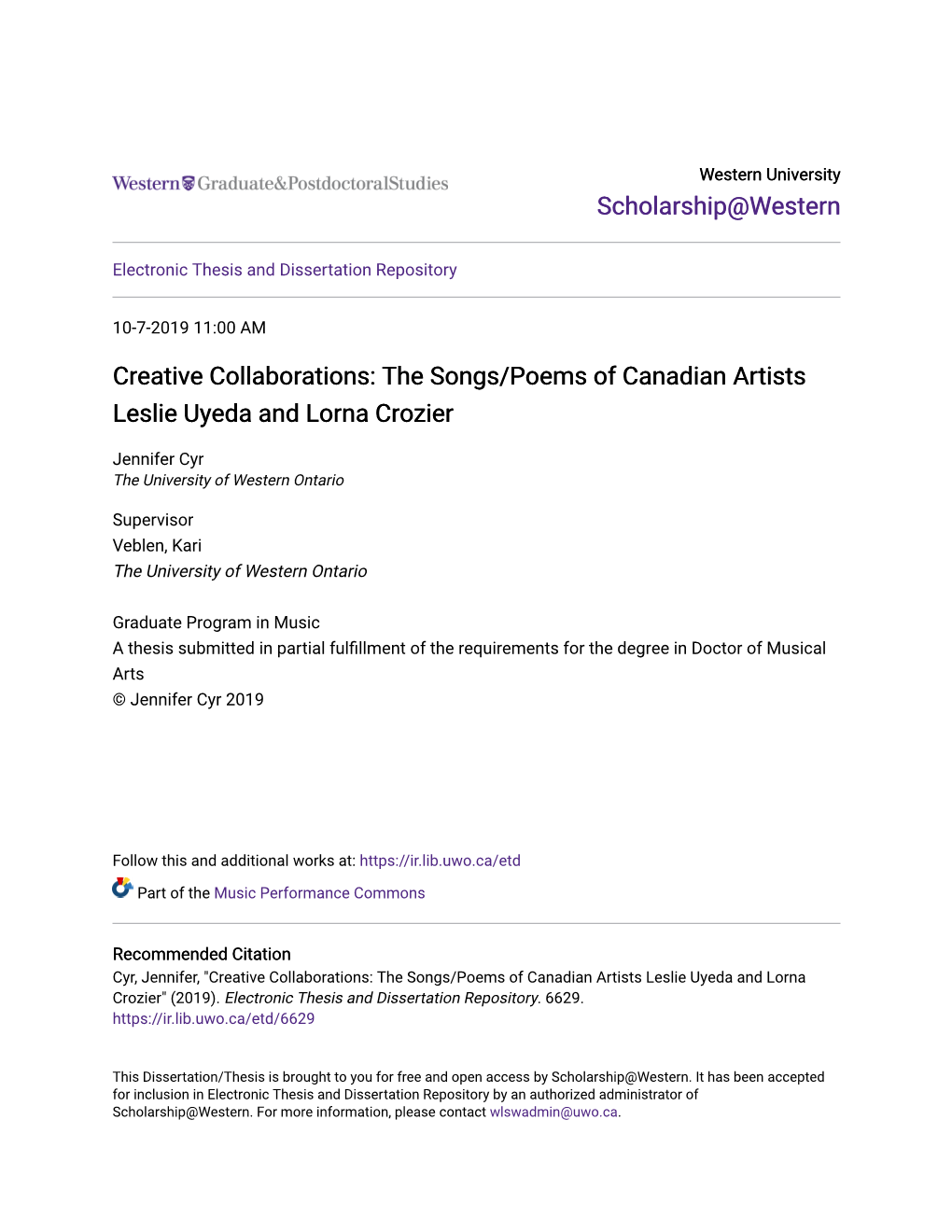 The Songs/Poems of Canadian Artists Leslie Uyeda and Lorna Crozier