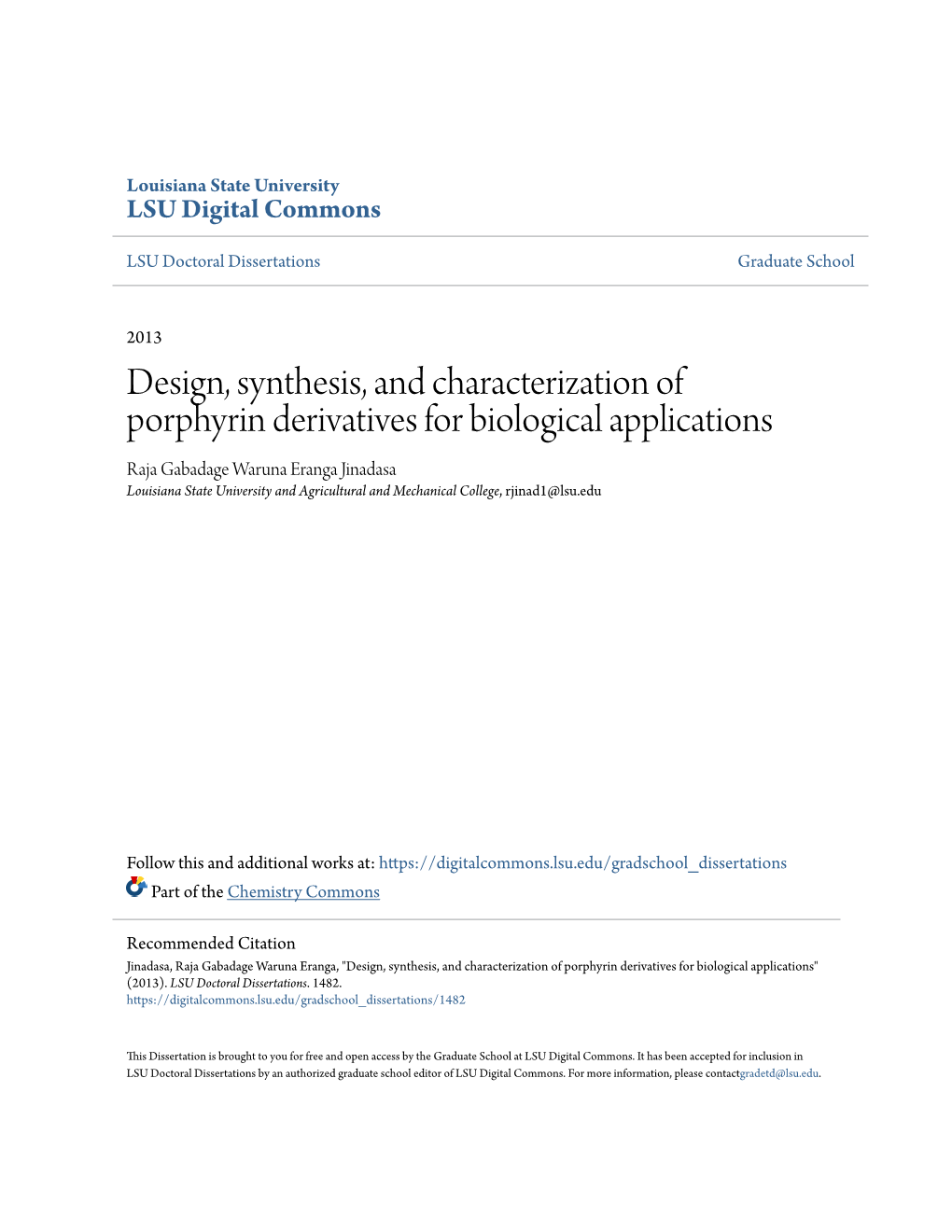 Design, Synthesis, and Characterization of Porphyrin