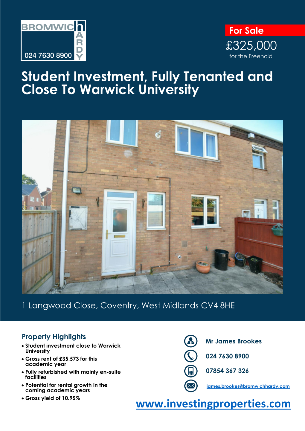 Student Investment, Fully Tenanted and Close to Warwick University