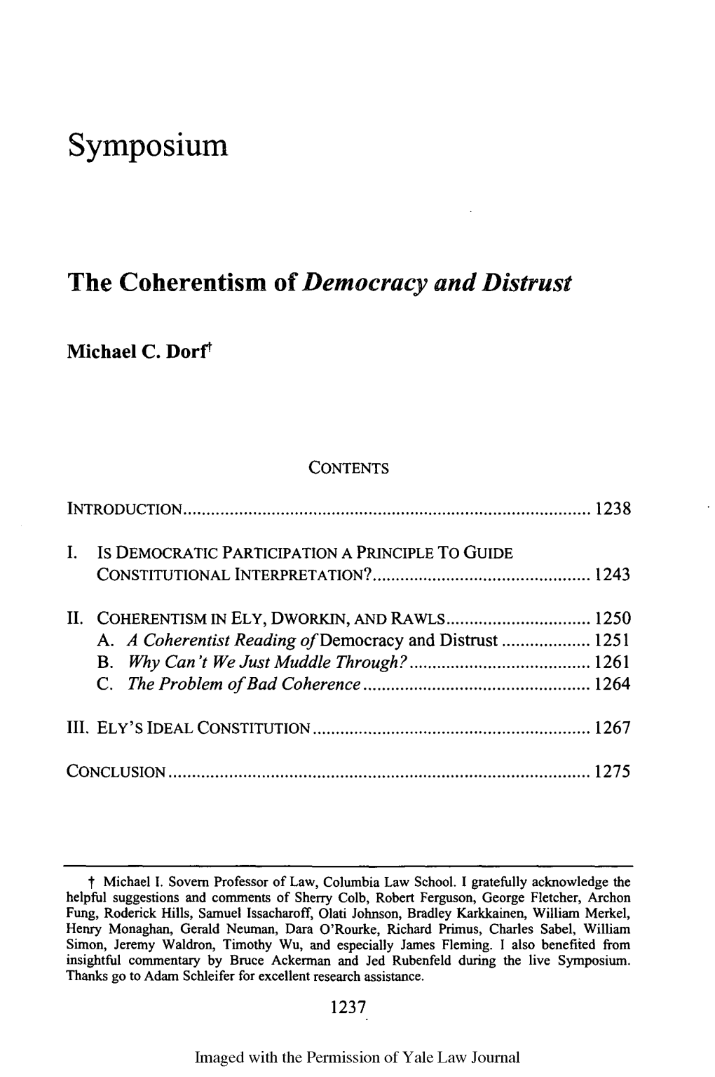 The Coherentism of Democracy and Distrust