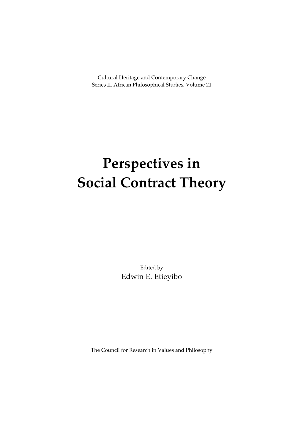 Perspectives in Social Contract Theory