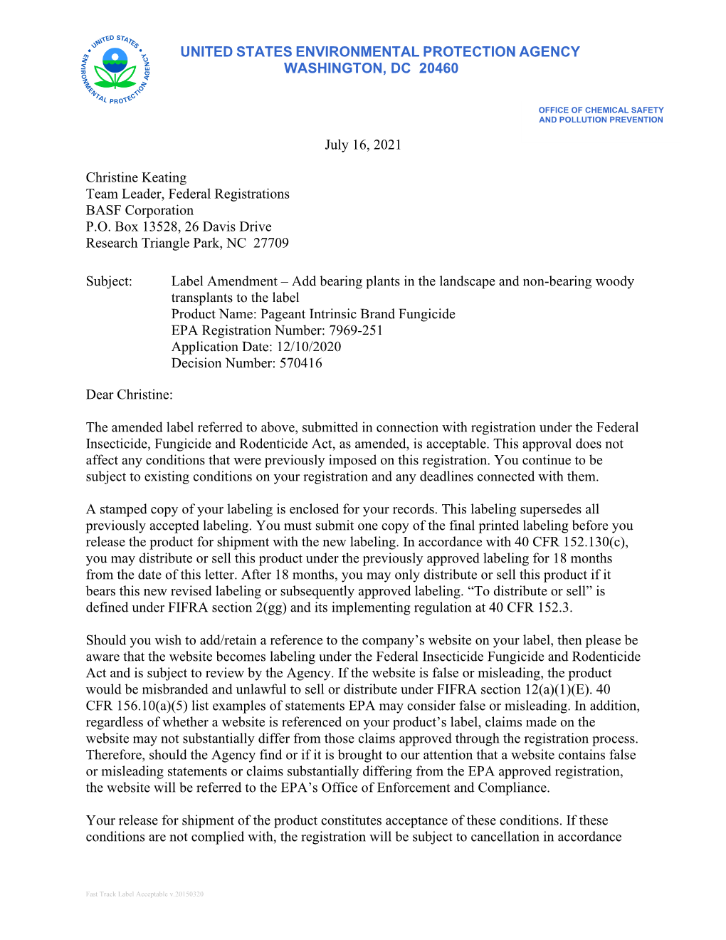 US EPA, Pesticide Product Label, PAGEANT INTRINSIC BRAND