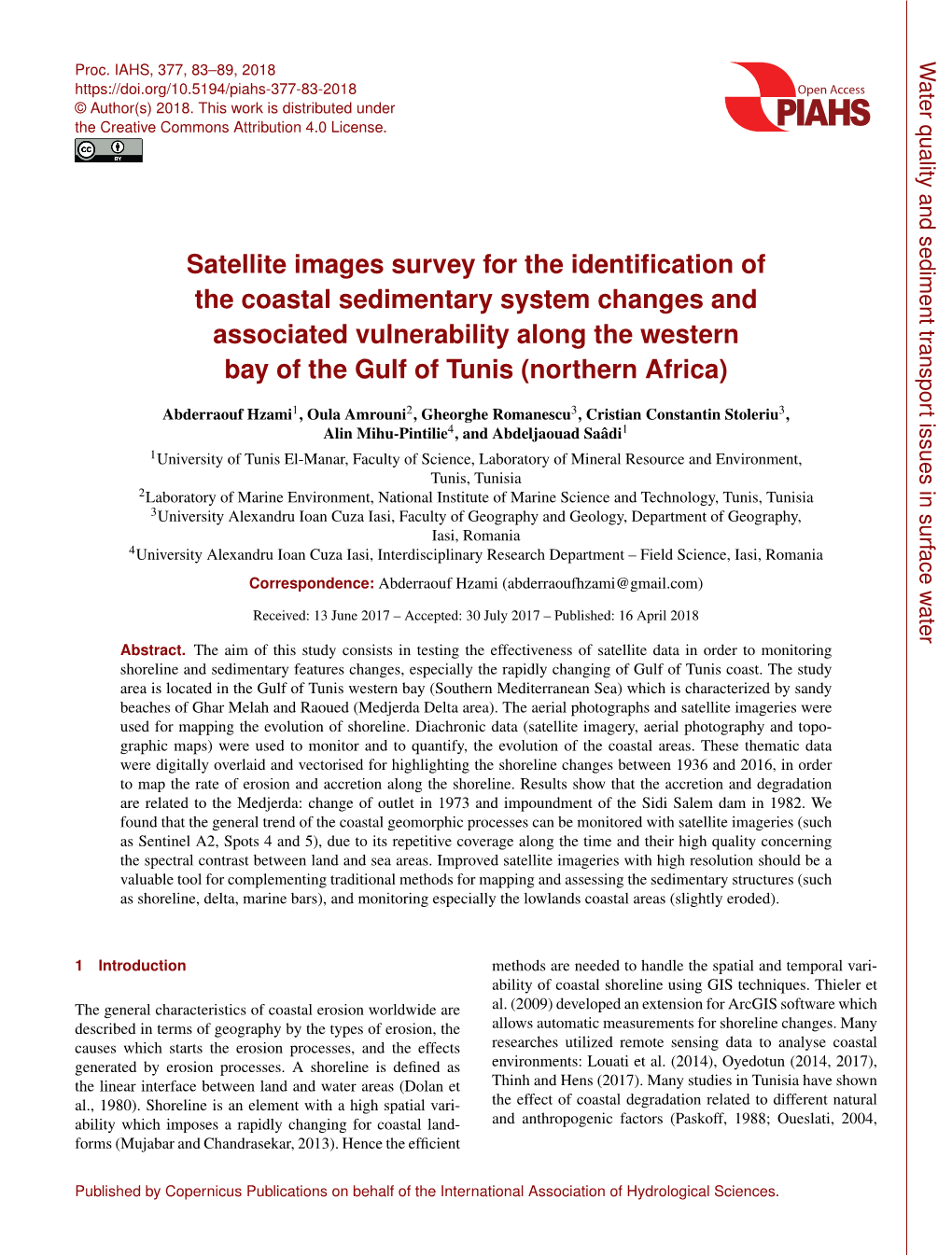 Satellite Images Survey for the Identification of the Coastal