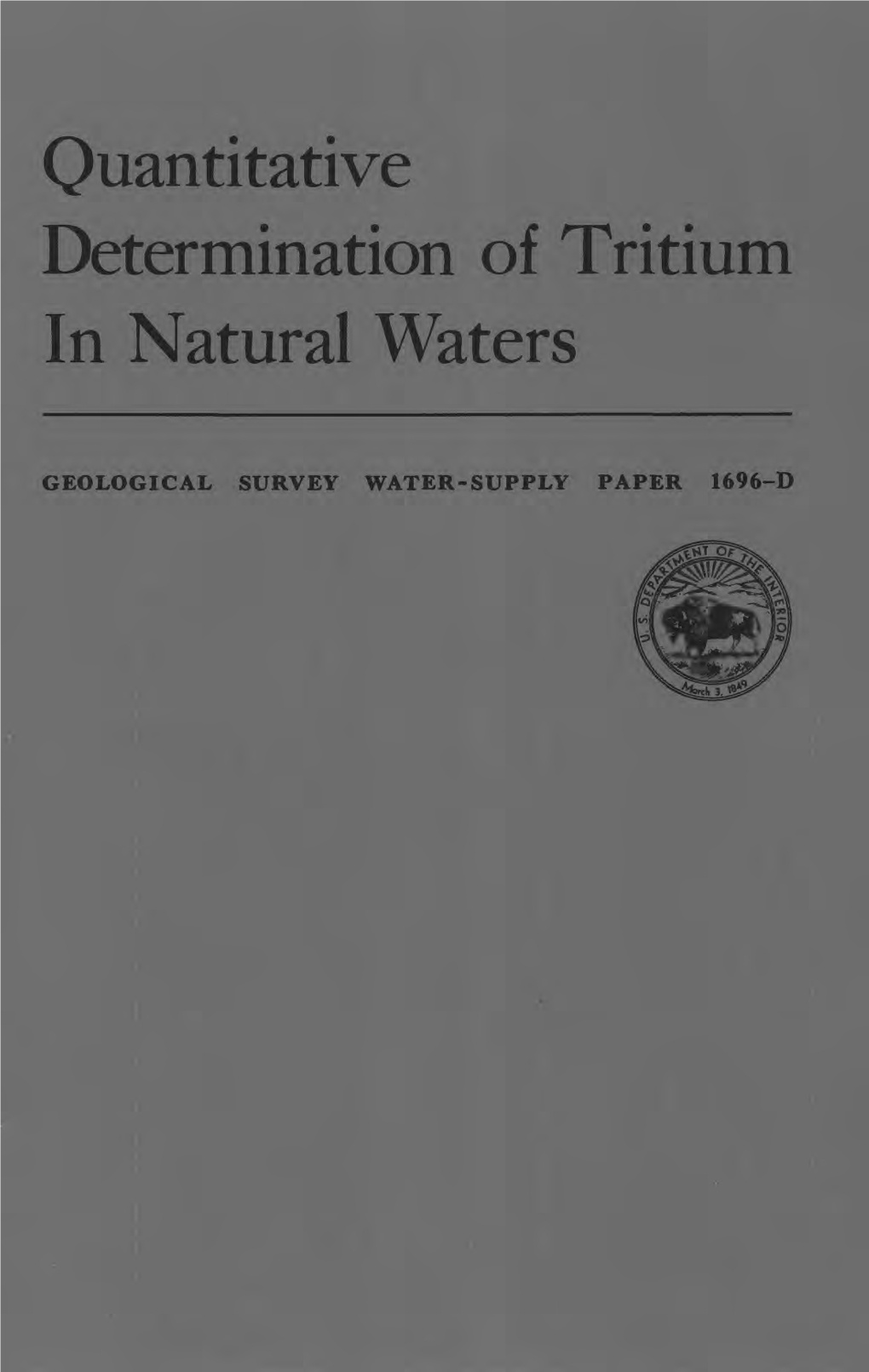 Quantitative Determination of Tritium in Natural Waters