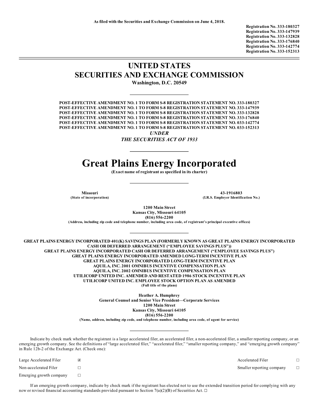 Great Plains Energy Incorporated (Exact Name of Registrant As Specified in Its Charter)