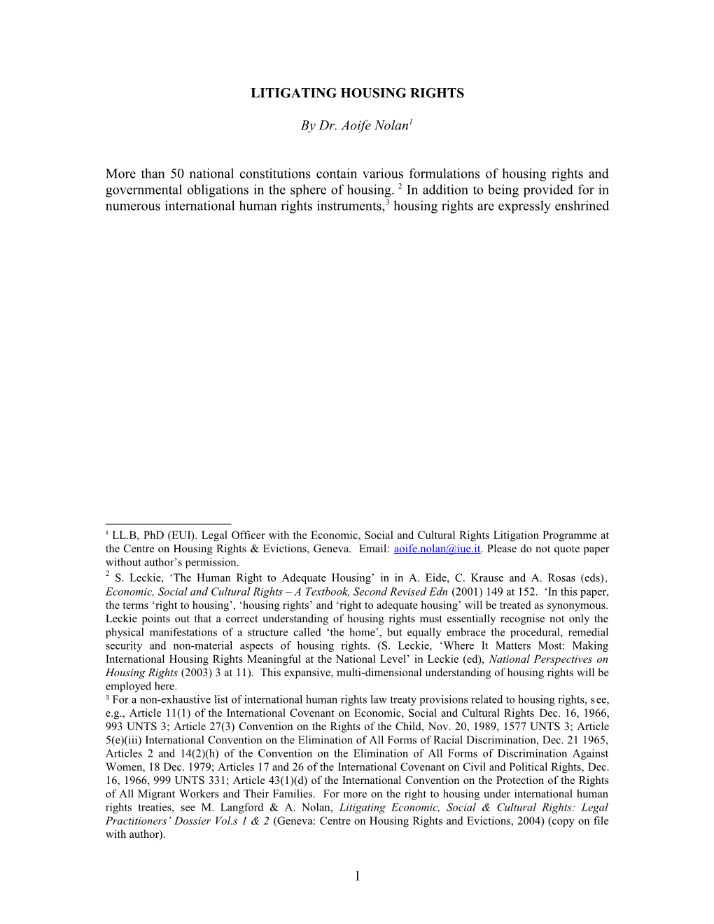 The Right to Housing Is Enshrined in ______ National Constitutions in One Form Or Another