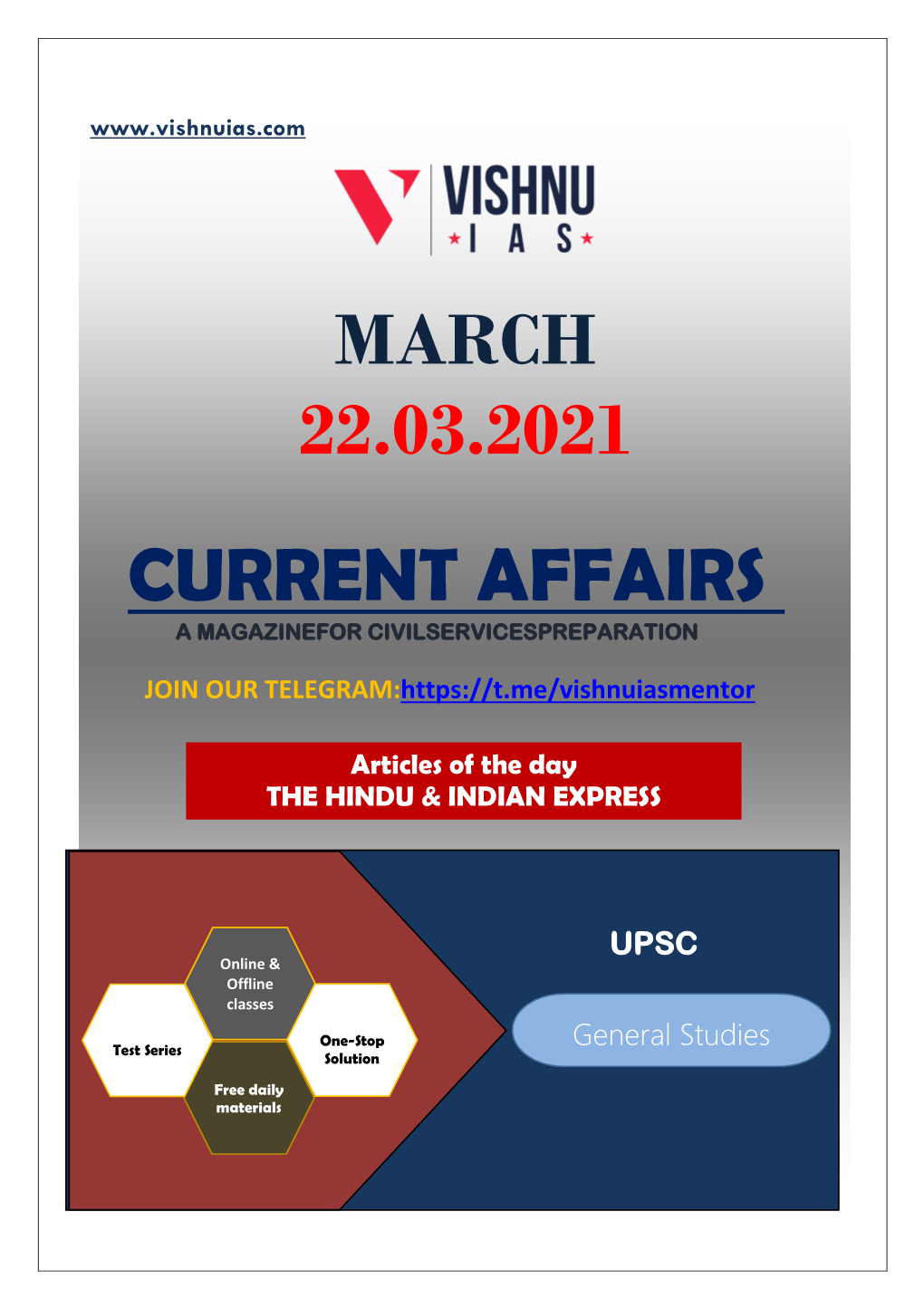 Current Affairs March 22.03.2021