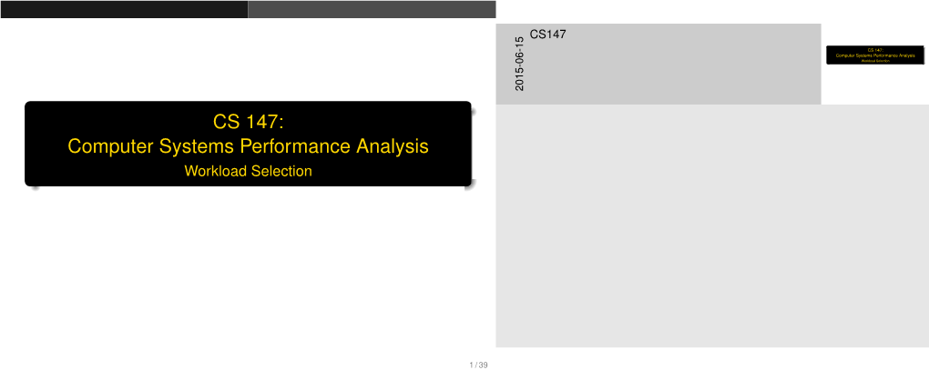 Workload Selection 2015-06-15