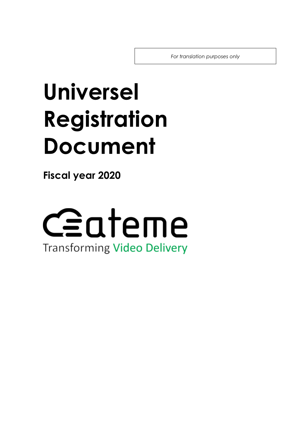 Universel Registration Document