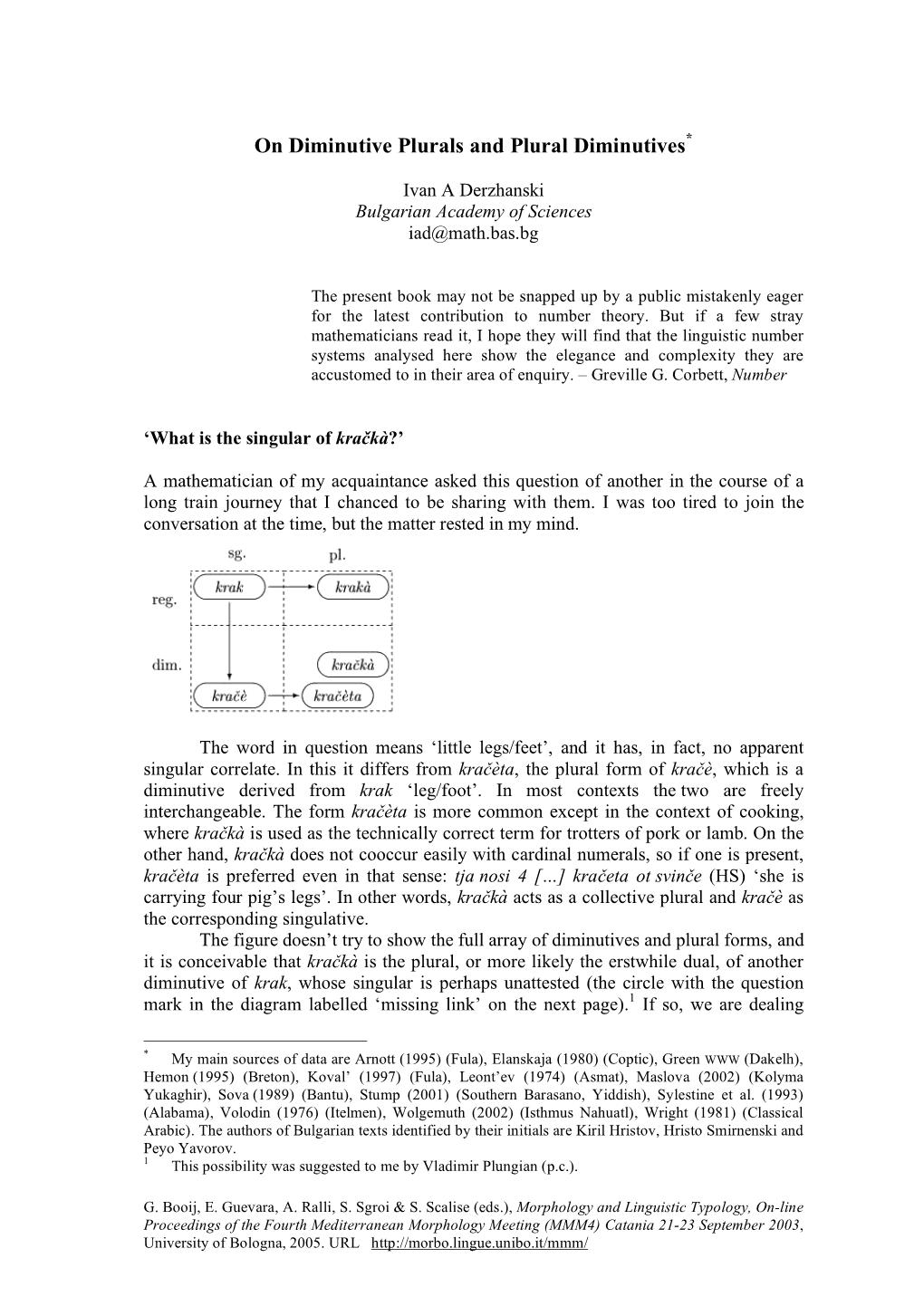 On-Line Proceedings of the Fourth Mediterranean Morphology Meeting (MMM4) Catania 21-23 September 2003, University of Bologna, 2005