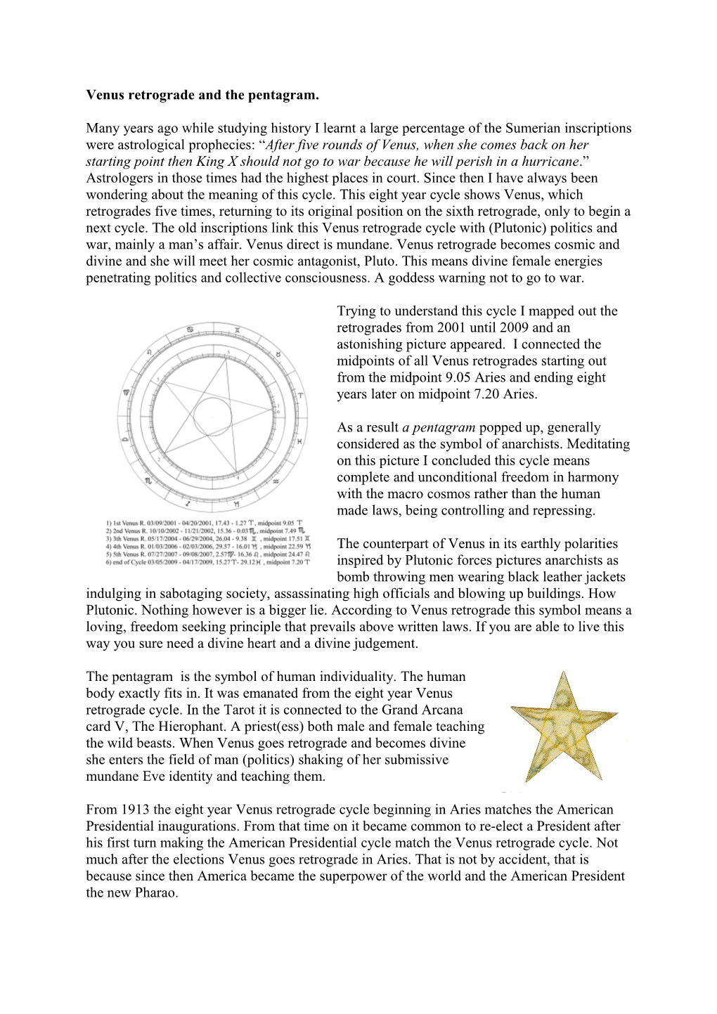 Inspired by the Article by Gary Caton About the Synodic Cycles of Venus