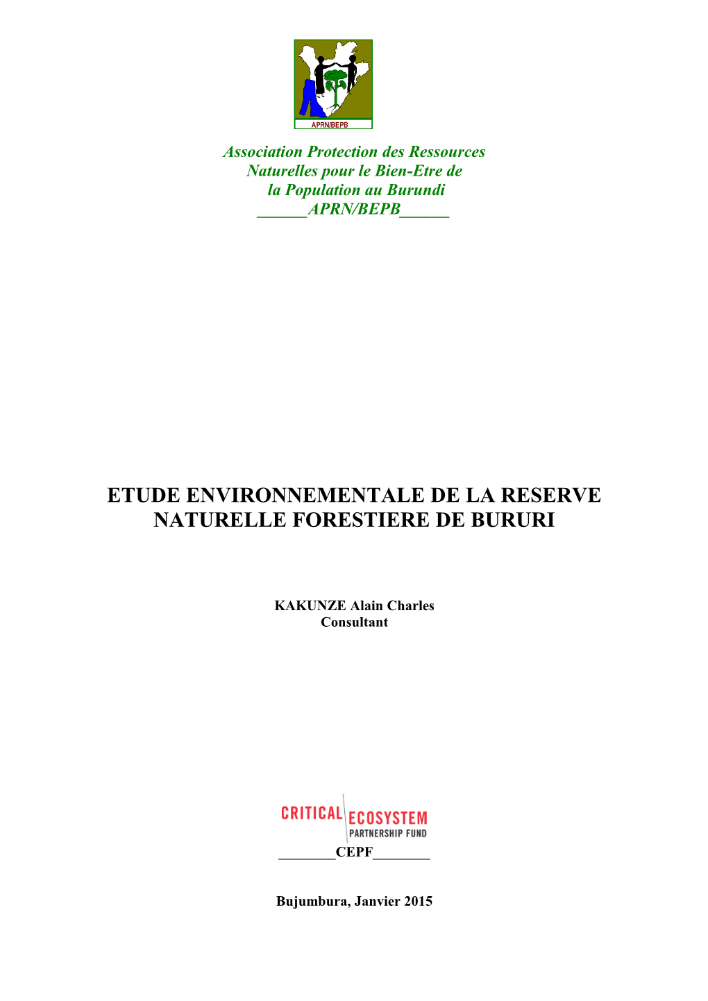 Etude Environnementale De La Reserve Naturelle Forestiere De Bururi