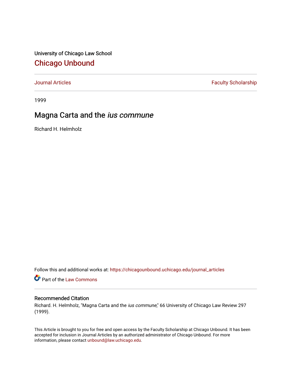 Magna Carta and the Ius Commune
