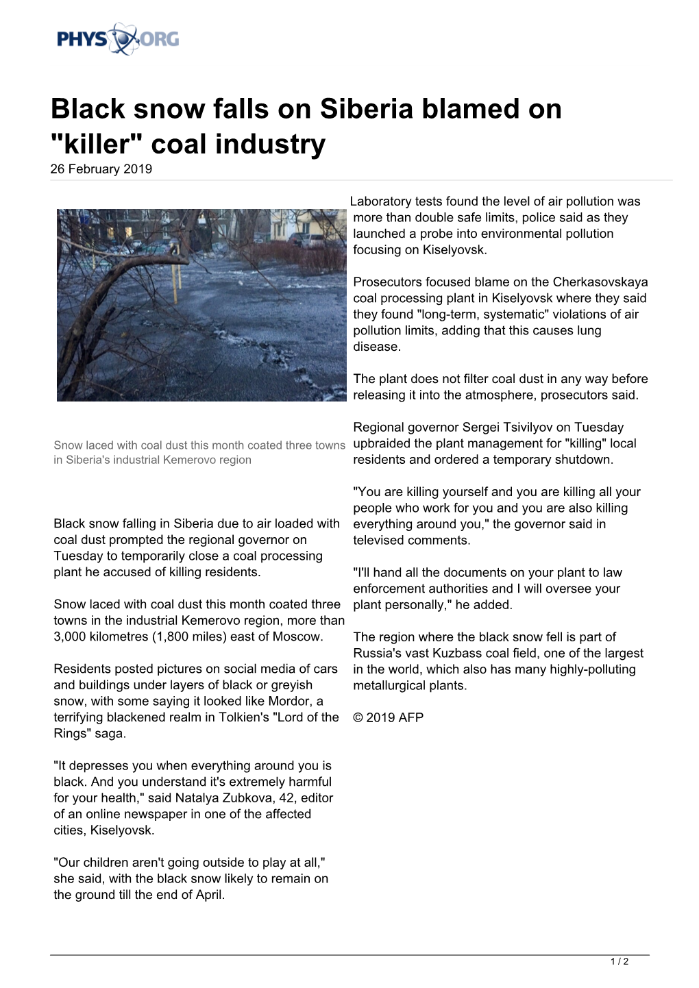 Coal Industry 26 February 2019