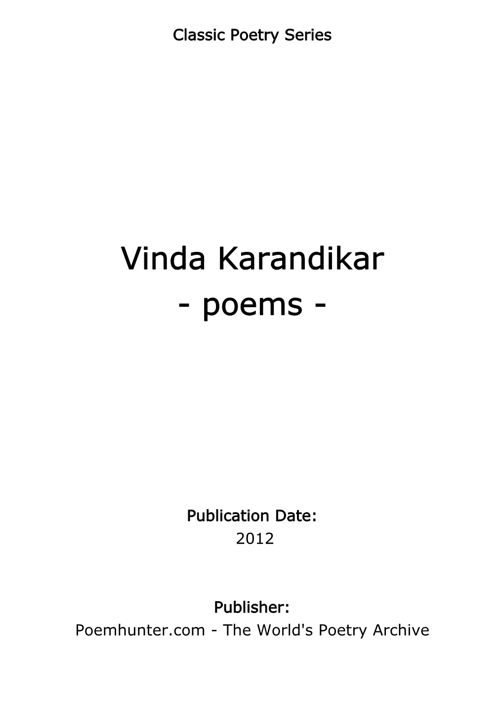 Vinda Karandikar - Poems