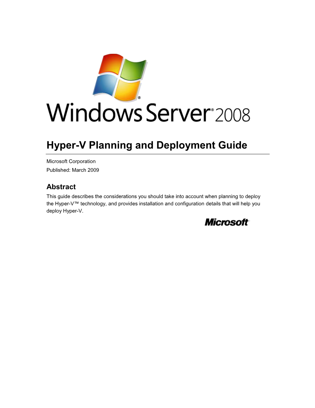 Hyper-V Planning and Deployment Guide