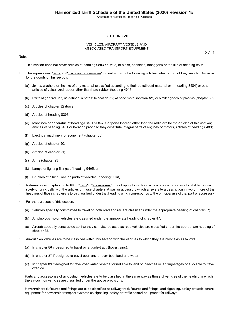 Harmonized Tariff Schedule of the United States (2020) Revision 15 Annotated for Statistical Reporting Purposes