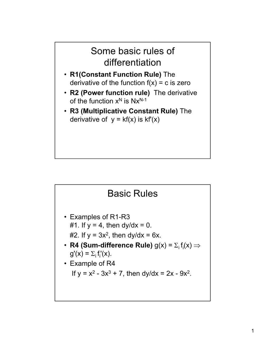 Some Basic Rules of Differentiation