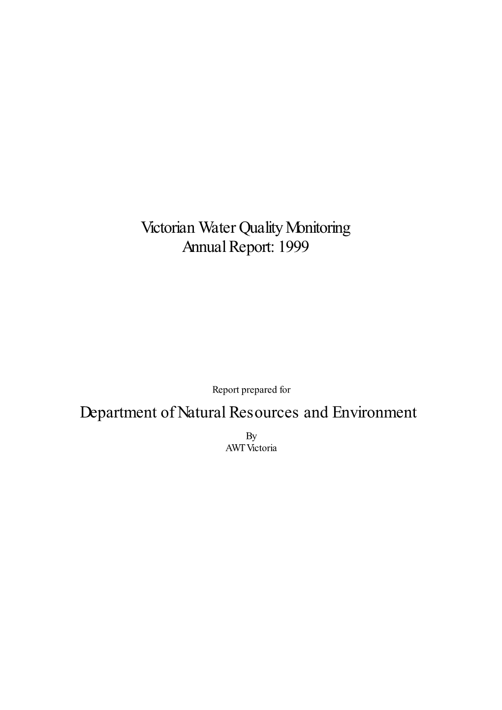 Victorian Water Quality Monitoring Annual Report: 1999