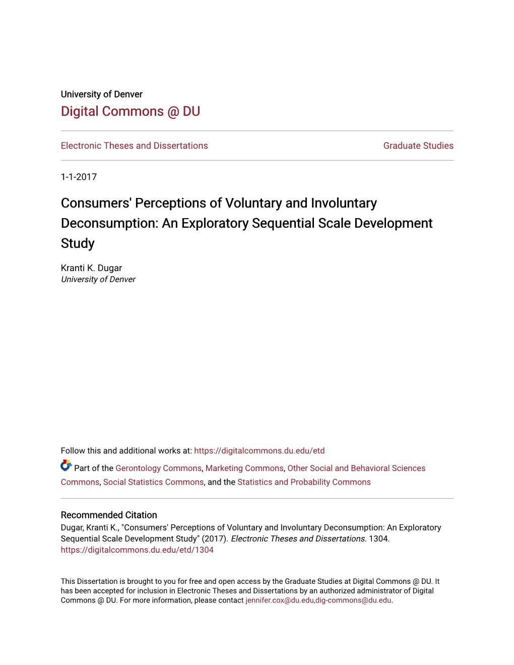 Consumers' Perceptions of Voluntary and Involuntary Deconsumption: an Exploratory Sequential Scale Development Study