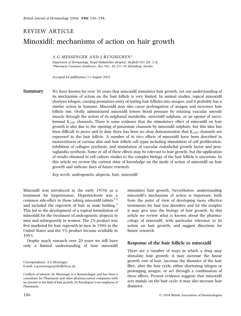 Minoxidil: Mechanisms of Action on Hair Growth