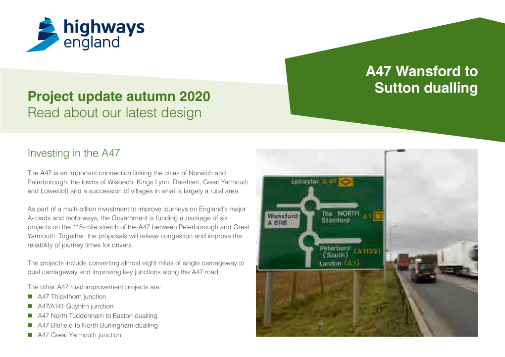 A47 Wansford to Sutton Dualling Project Update Autumn 2020 Read About Our Latest Design