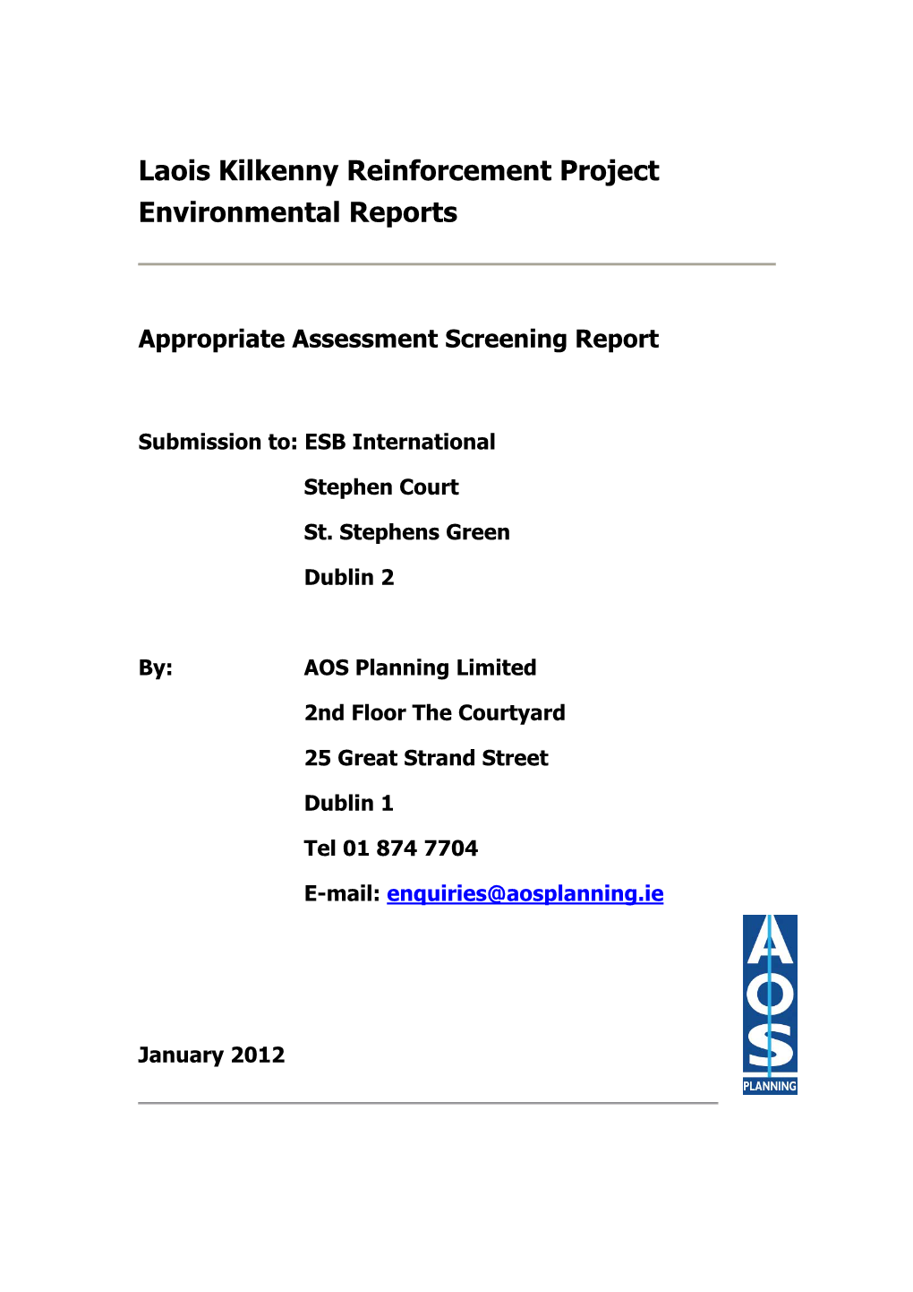 Laois Kilkenny Reinforcement Project Environmental Reports