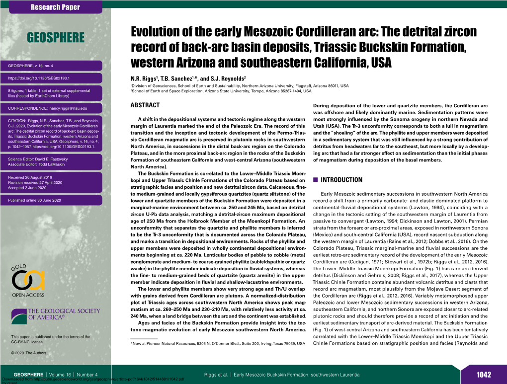 The Detrital Zircon Record of Back-Arc Basin Deposits, Triassic Buckskin Formation