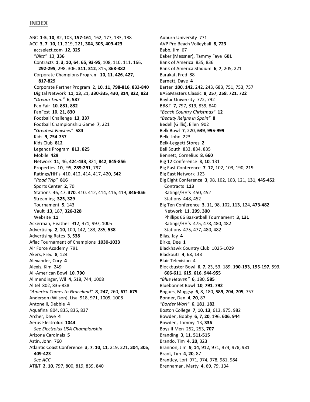 Abc 1-5, 10, 82, 103, 157-161, 162, 177, 183, 188 Acc 3, 7, 10, 11, 219